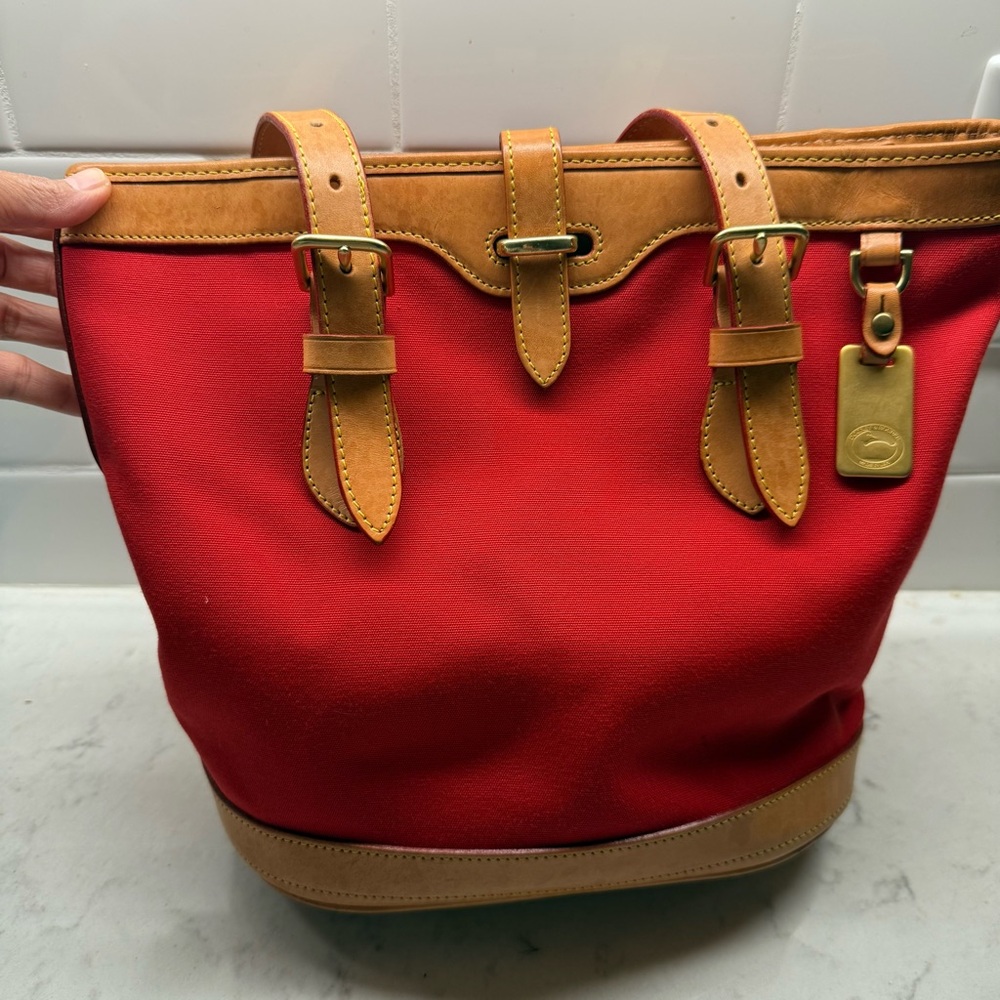 Dooney & Bourke Red and Brown Leather Tote Great Condition